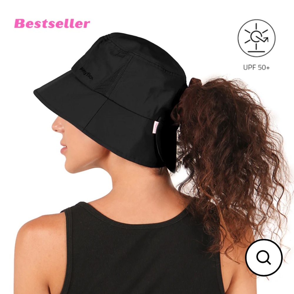 Ponyflo Piper Bucket Hat, Black Athletic Mesh